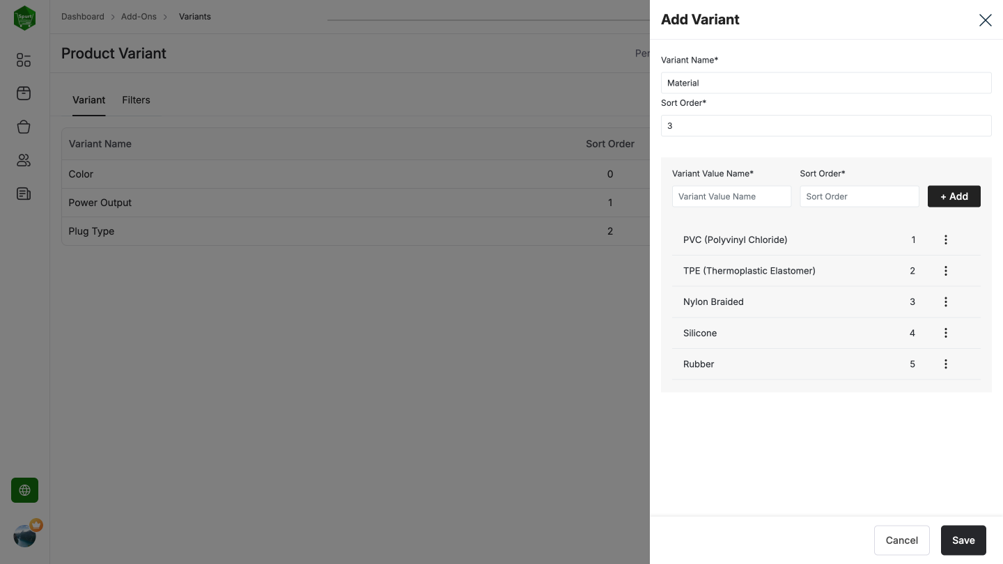 Product Variants screenshot  1