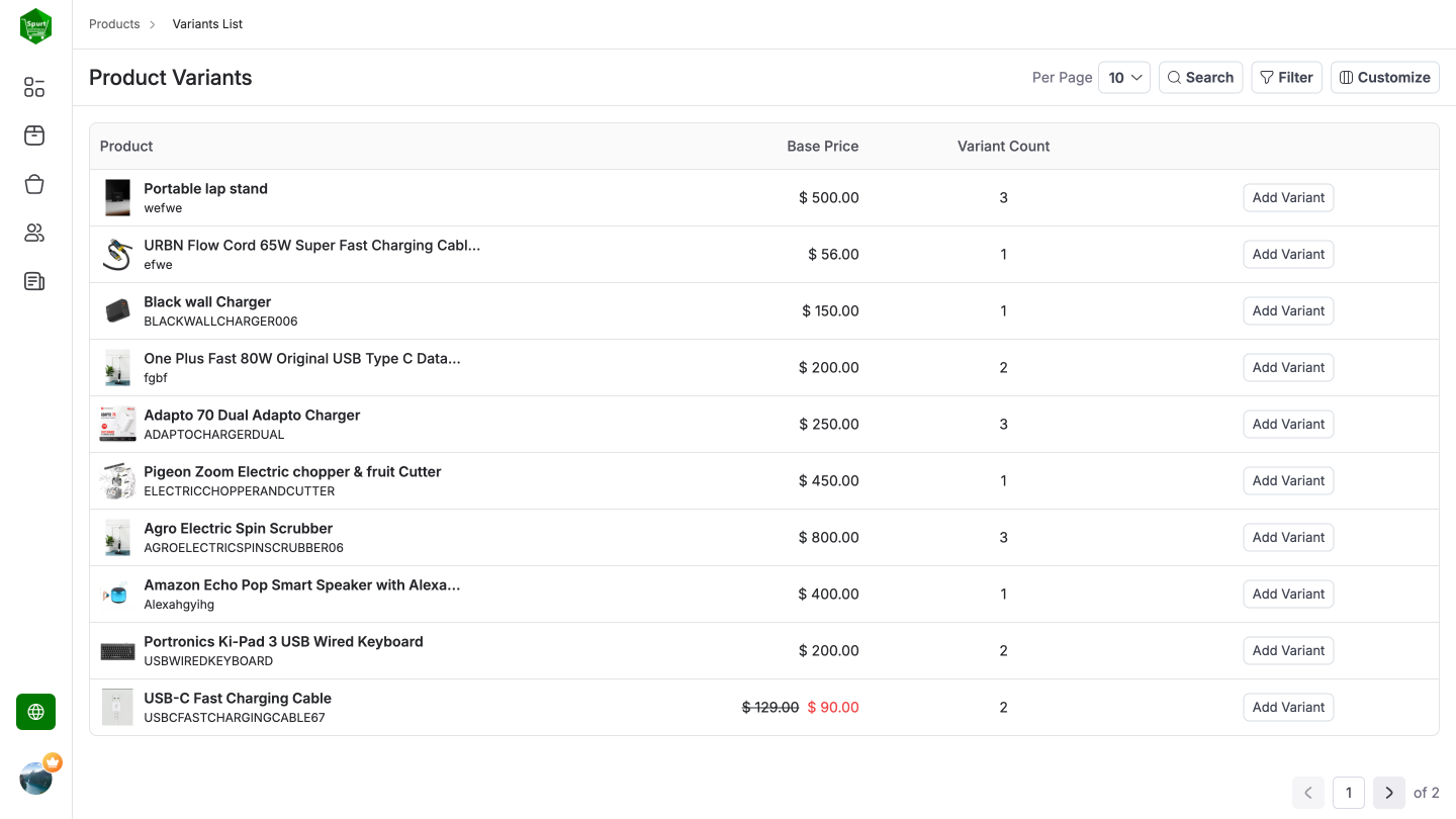 Product Variants screenshot  3