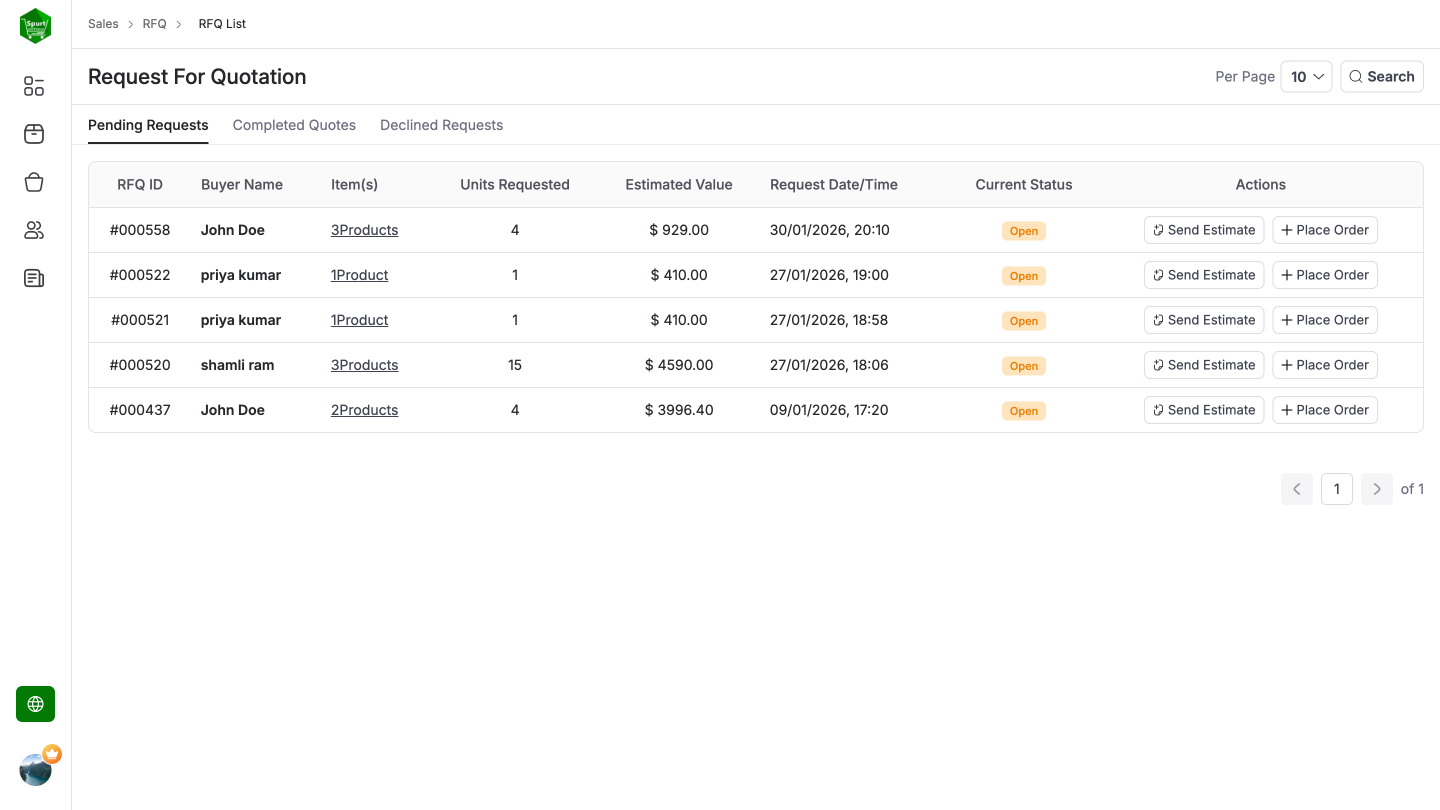Request for Quotation screenshot 1