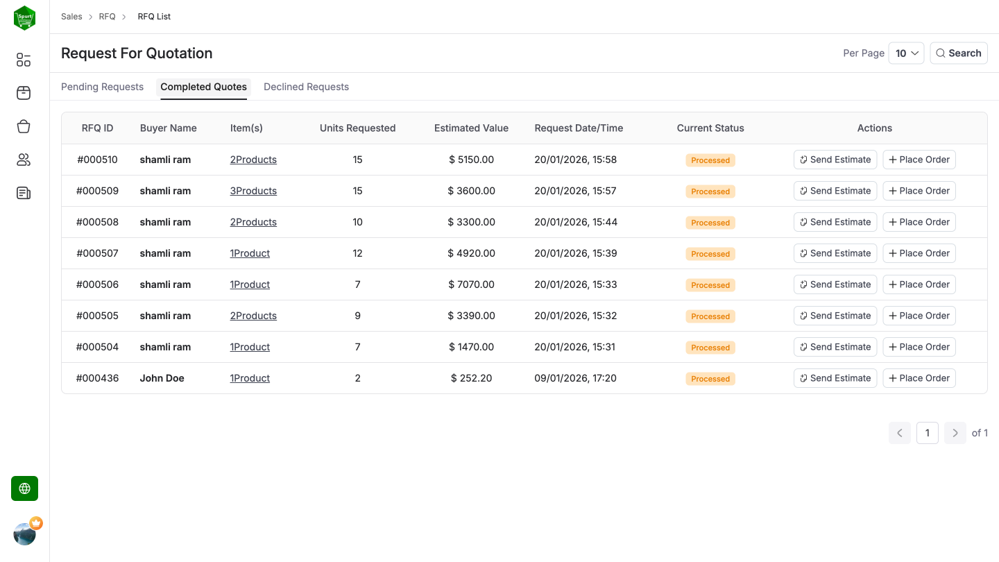 Request for Quotation screenshot 2