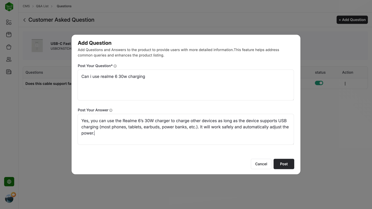 Product Q & A screenshot 2
