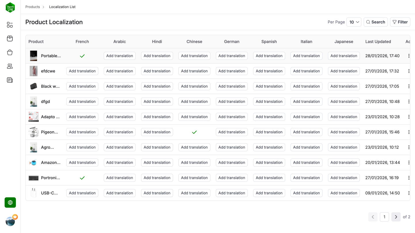 Product Localisation screenshot  1