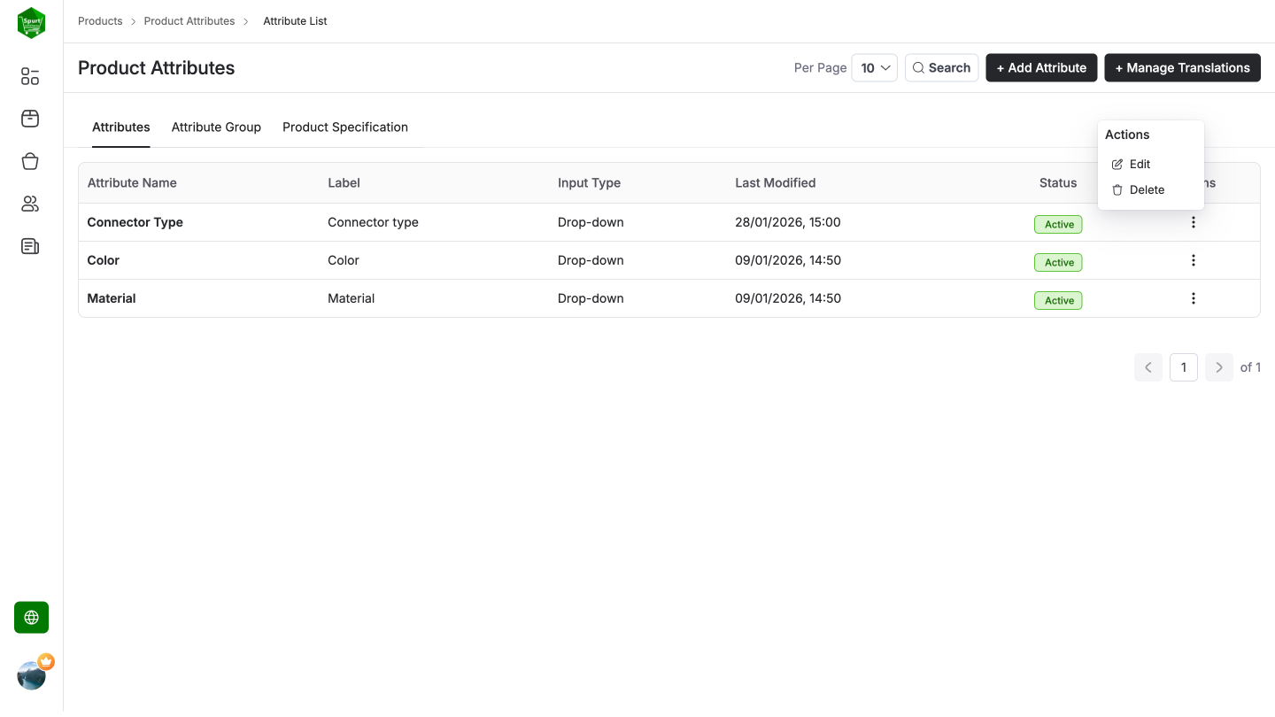 Product Attributes screenshot 2