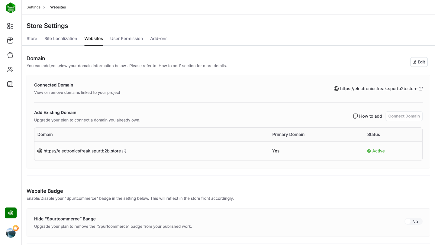 Store Settings screenshot 2